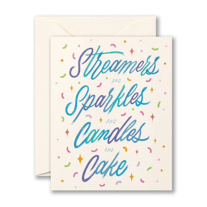 Streamers and Sparkles and Candles Card